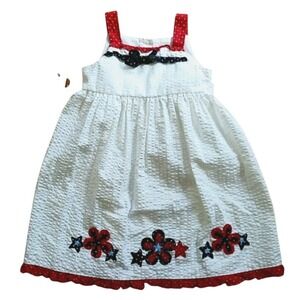 Sophie Rose White Seersucker‎ Floral Sleeveless Dress Size 4T